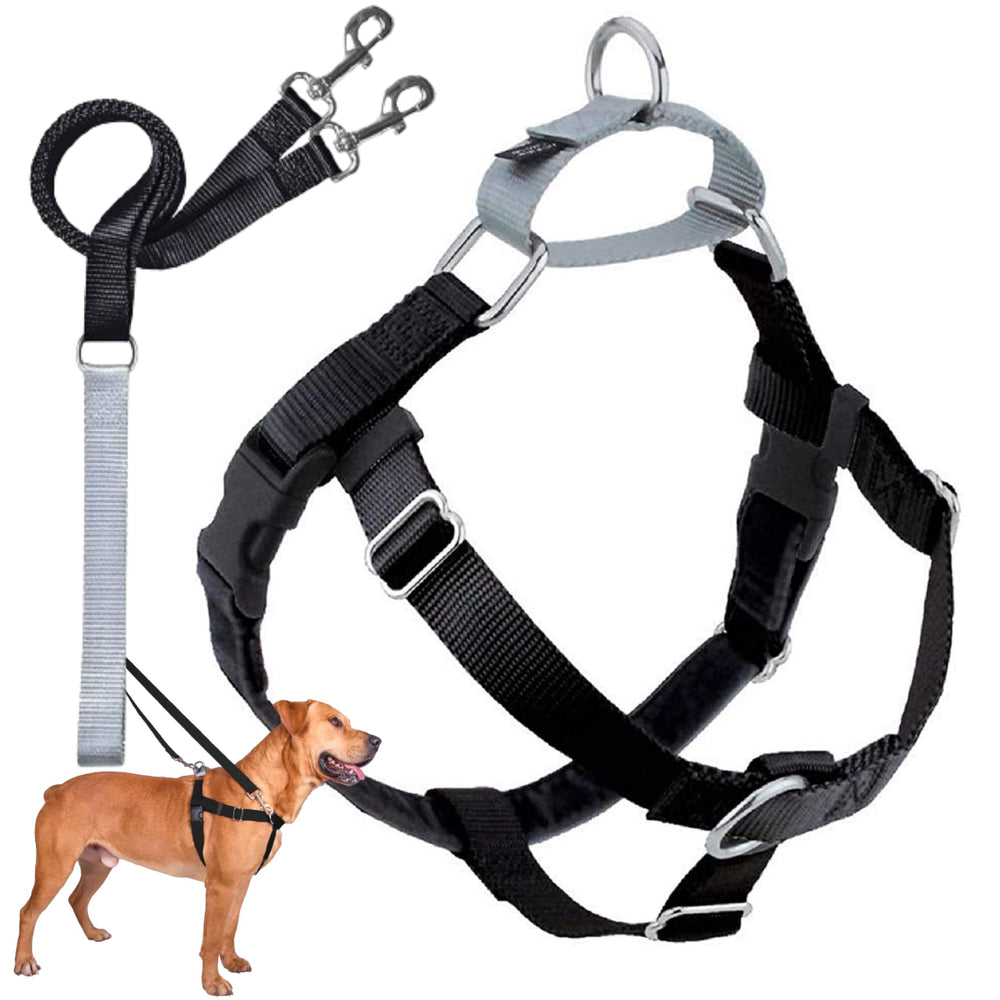 2 Hounds Design Freedom No Pull Harness black close-up highlighting Swiss Velvet lining for comfort.