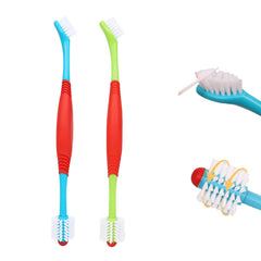2-pcs dog toothbrush double-headed soft bristles for 360-degree cleaning and gentle plaque removal.