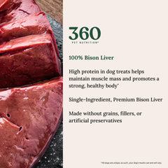 360 Pet Nutrition single-ingredient label on bag — no additives or fillers.