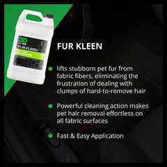 3D Fur Kleen car interior detailing showcases effective fur removal on seats and mats.