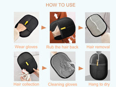 3Pcs Pet Hair Removal Glove used on clothes and car seats for quick lint removal