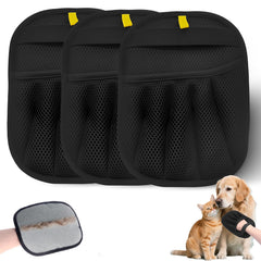 3Pcs Pet Hair Removal Glove closeup shows electrostatic fur lift on fabric.