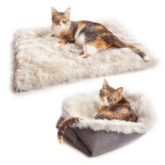 4CLAWS furry pet bed mat convertible white flat – plush lounging surface for cats