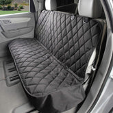 4Knines back-seat cover installed protects car upholstery during pet rides.