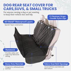 4Knines k9 shield waterproof technology protects upholstery from spills and drool.