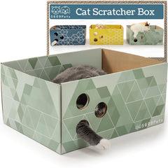 5609PETS heavy-duty cardboard cat scratcher box front view for durable, mess-free scratching