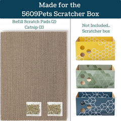 The 5609PETS reversible scratch pads illustrate eco-friendly refills for box or standalone use.