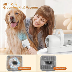 8VR Dog Grooming Kit attachments show versatile tools for fur, nails, and cleaning