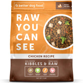 A Better Treat chicken kibble bag highlights high-protein formula for supporting lean muscle