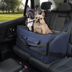 A 4 Pet dog car seat front view shows secure harness attachments for calm rides.
