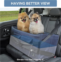 A 4 Pet dog car seat with two pups demonstrates spacious seating and safety.