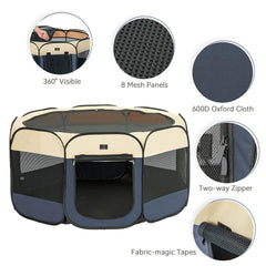 A 4 Pet playpen with waterproof bottom keeps messes contained for quick cleanup