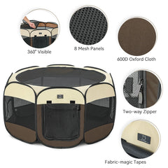 A4 Pet waterproof-bottom puppy enclosure keeps messes contained and floors clean.