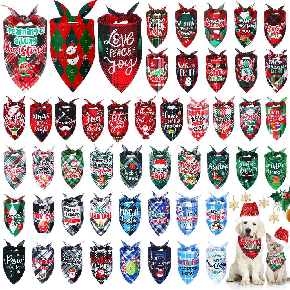 Abbylike Christmas plaid dog bandana pack adds festive style for holidays and pet photos.
