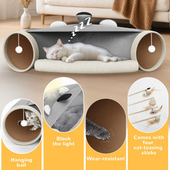 abdtech Cat Tunnel Bed double-opening design for easy access and playtime convenience.