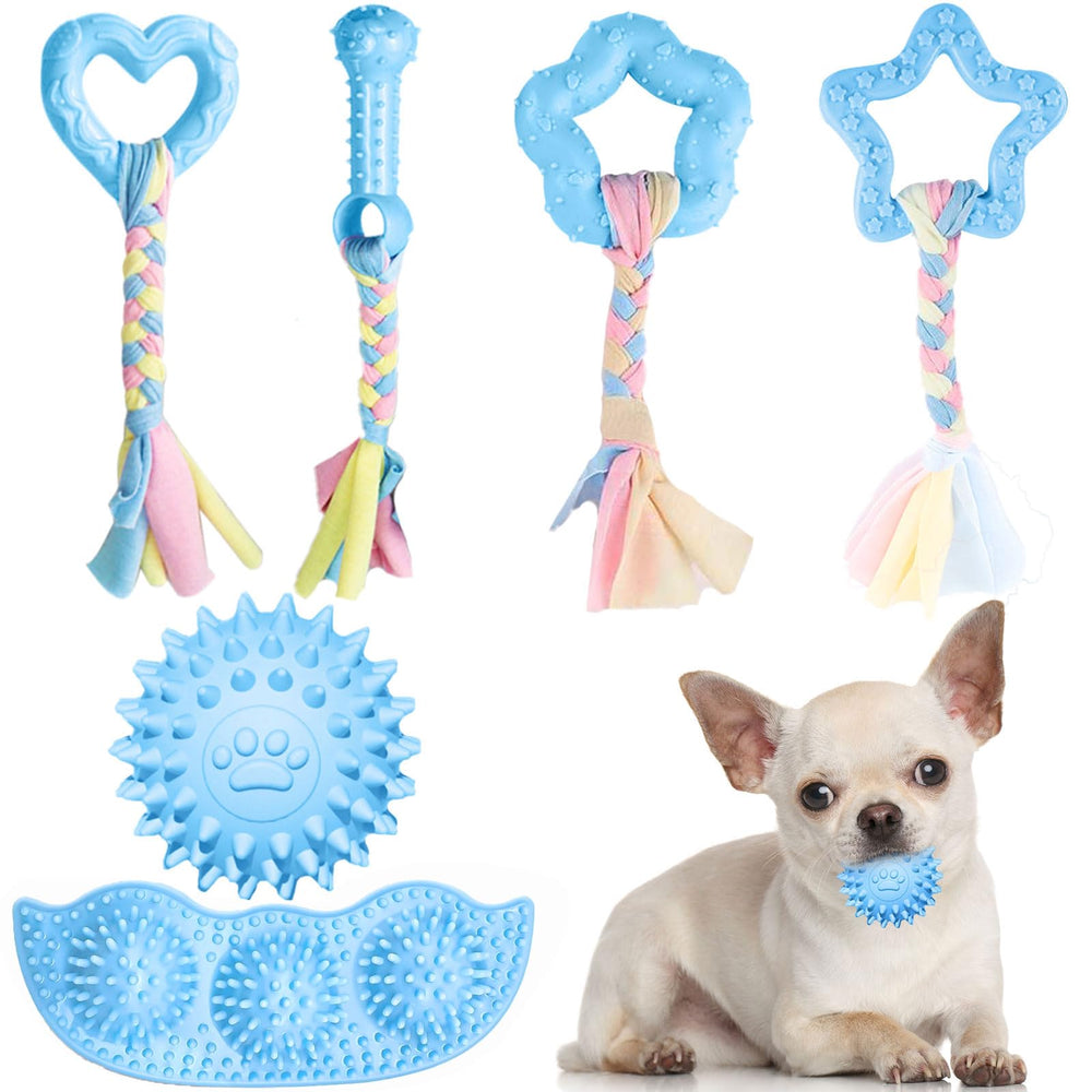ABRRLO 6-pack puppy toys blue pea pods for easy to find under furniture.