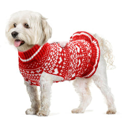 ABRRLO Christmas dog sweater dress in red keeps small to extra-large pets cozy during festive events