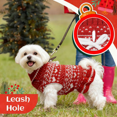 ABRRLO Christmas dog sweater with leash hole supports easy, safe walks in chilly weather