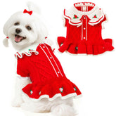 ABRRLO red dog sweater with a doll collar for festive photos and cozy warmth.