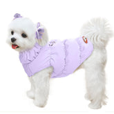 ABRRLO Winter Warm Dog Jacket on harnessed dog in purple XS for cold walks