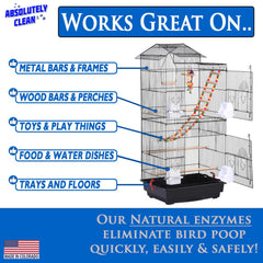Absolutely Clean deodorizer fragrance-free demonstrates safe, fragrance-free deodorizing around feathered companions.