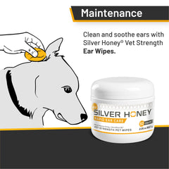 Absorbine Silver Honey rapid ear care wipes bottle close-up highlighting easy-dispense performance.
