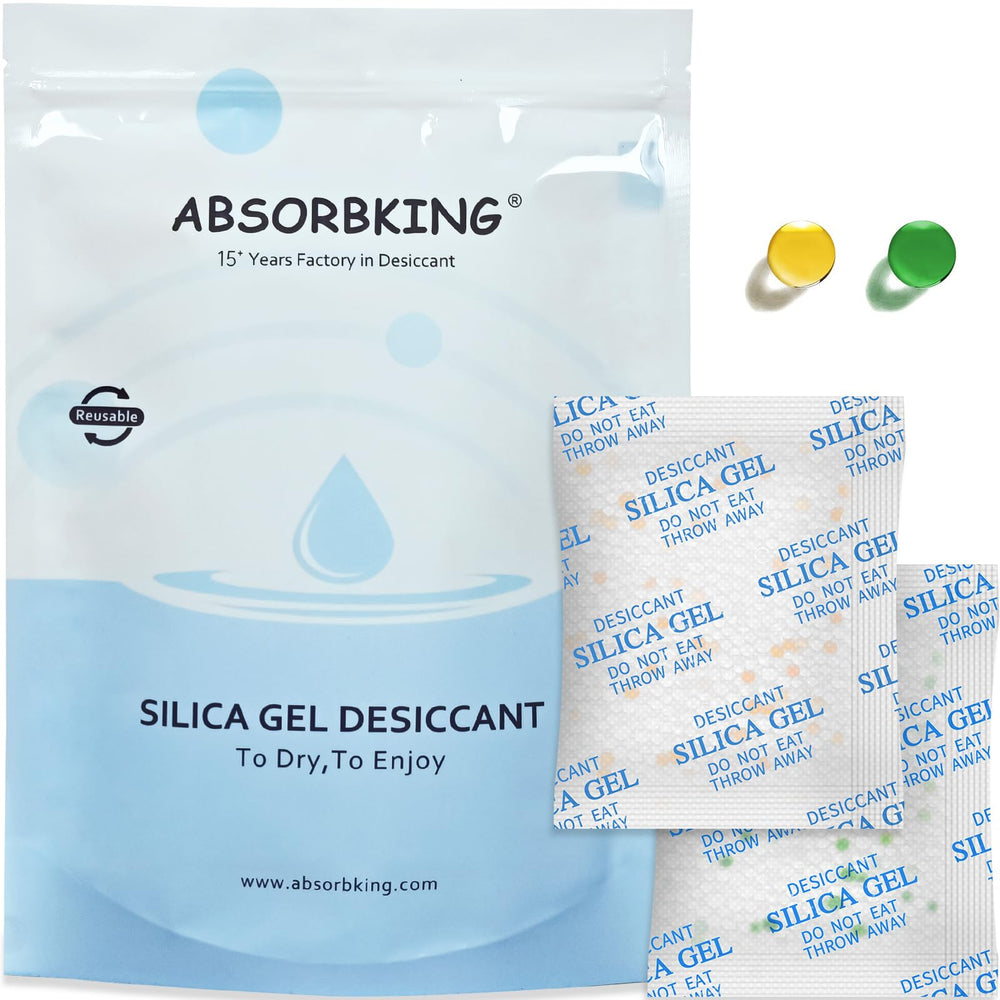 Absorbking pet desiccant bag packaging with orange indicator beads for moisture control