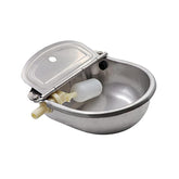 Abustle pig automatic water bowl front view shows durable stainless steel for reliable hydration