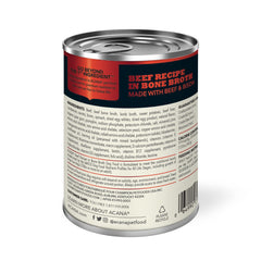 ACANA bone broth wet food—soft, easy-to-chew beef chunks for dogs.