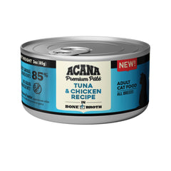 ACANA Premium Pate raw tuna and chicken ingredients close-up for grain-free nutrition