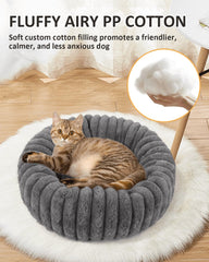 Acools cat bed donut cave design promotes calm, secure naps.