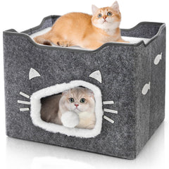 Acshio cat house indoor cube front view for secure, cozy feline hideaway.