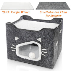 Acshio cat house reversible sleeping mats interior view ready for all seasons.