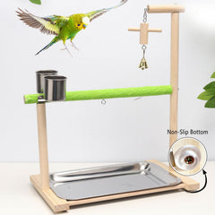 Acsist Bird Playstand removable tray simplifies post-play cleanup.