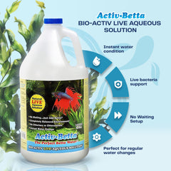 Activ Betta Bio-Activ Live Betta Water being poured into a tank for balanced start.