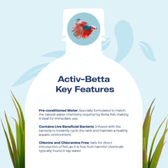 Activ Betta Water live denitrifying bacteria enhances tank health and balance.