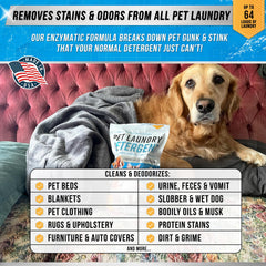 ACTIVE Pet Detergent scoop shows precise dosing for consistent stain removal.