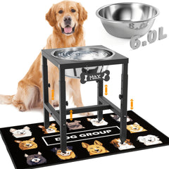 ADENGL 1.6-gallon elevated dog water bowl with sturdy stand for large breeds.