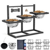 ADENGL elevated dog bowls on an adjustable stand for multi-dog feeding