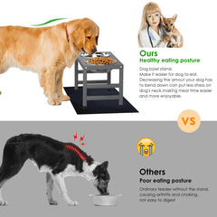 ADENGL sturdy metal dog bowl stand in gray provides a durable, stable feeding setup.