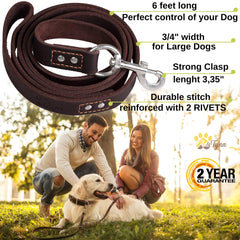 ADITYNA Leather Dog Leash with 360-degree stainless steel clasp for secure training sessions