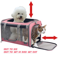 Adkyop large pink carrier side-pocket shows easy-access storage.