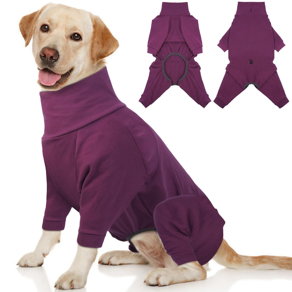 ADNIKIA dog winter coat front view with high collar and full-body coverage.