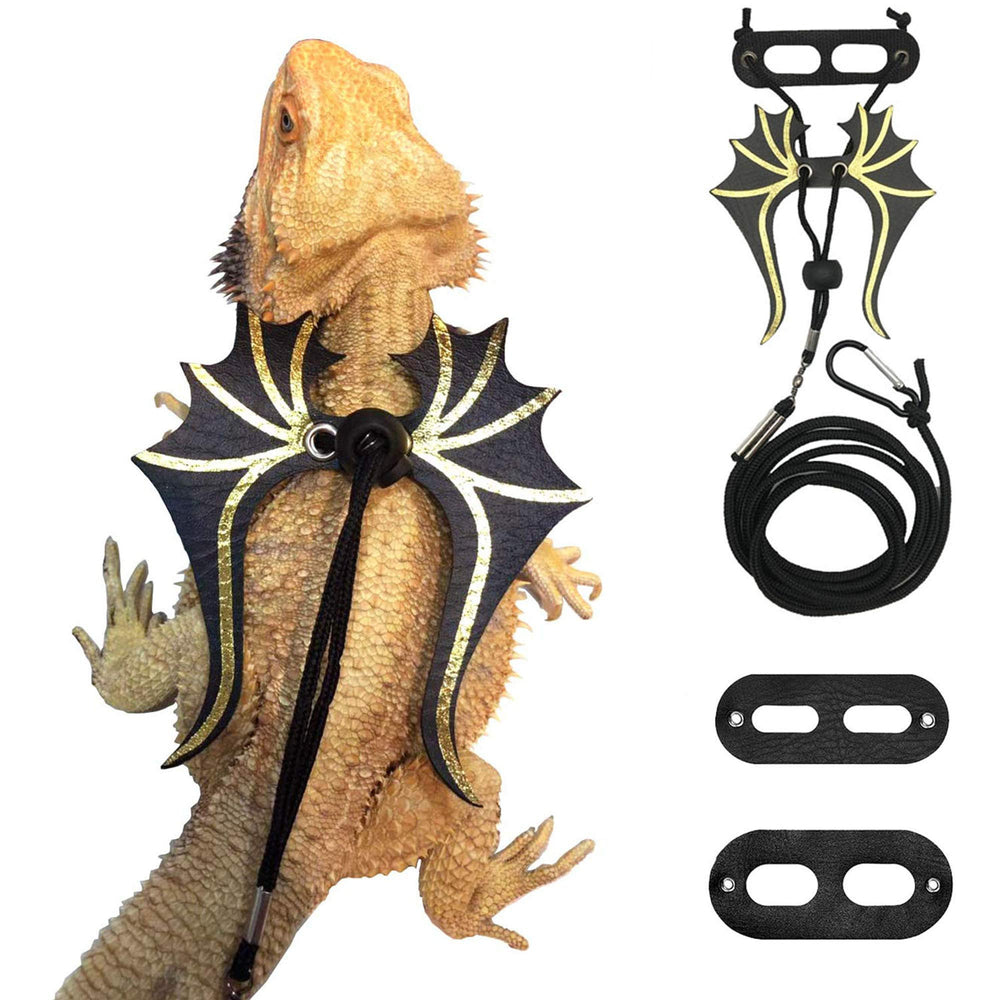 ADOGGYGO Bearded Dragon leash with dinosaur wing, outdoors-ready for safe supervised adventures