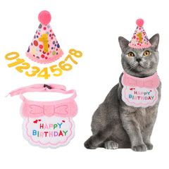 ADOGGYGO cat birthday hat with dot pattern, durable fabric for festive photos.