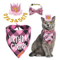 ADOGGYGO cat birthday hat pink, festive accessory for pet celebrations and photos.