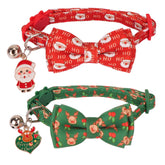 ADOGGYGO Christmas cat collar with red Santa pattern, ideal for cute holiday photos and bright visibility.