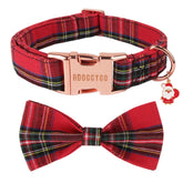 ADOGGYGO Christmas dog collar with bow for festive photos.