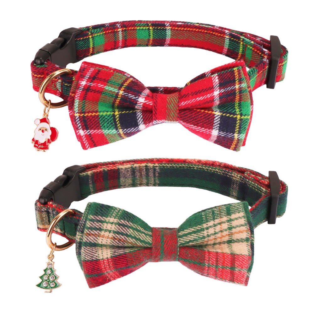 ADOGGYGO Christmas collar red plaid close-up for festive photos