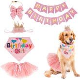 ADOGGYGO dog birthday hat bandana pink tutu set for festive party photos.